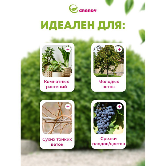 Секатор цветочный, 180 мм, Grandy, рукоятка металл, резина