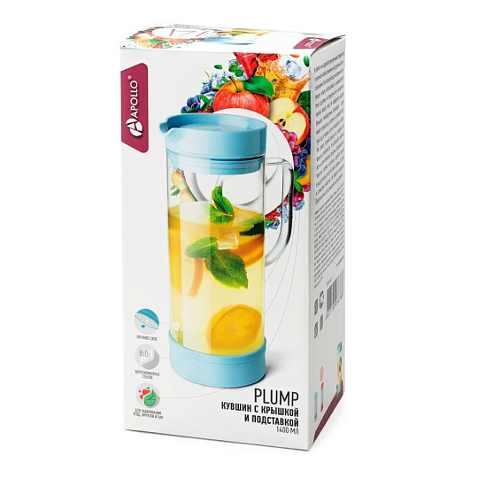 Кувшин стекло, 1.4 л, с крышкой, Apollo, Plump, PLM-140, в ассортименте