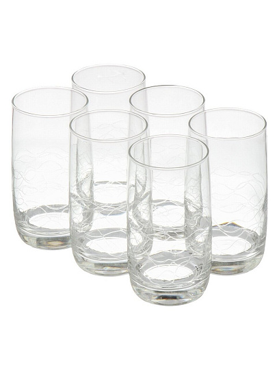 Стакан 330 мл, стекло, 6 шт, Glasstar, Волны 3, высокий, T1 9369