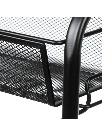 Этажерка универсальная, сталь, 3 секции, 44х17х70.5 см, на колесах, с мелкосетчатыми корзинами, черная, LD01-748-7