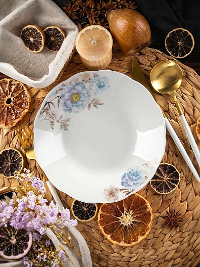 Тарелка суповая, керамика, 20 см, 0.5 л, круглая, Флорина, Daniks, 19-237