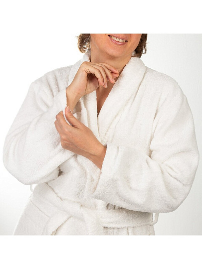 Халат женский, махровый, 100% хлопок, молочный, XL-XXL, 52-54, Silvano