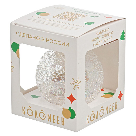 Елочный шар Прозрачный с крючком, 8 см, стекло, КУ-80-К