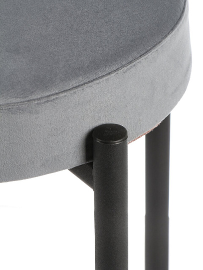 Табурет 405х405х510 мм, темно-серый, черный, сиденье круглое, велюр, на болтах, Модуль, Синди