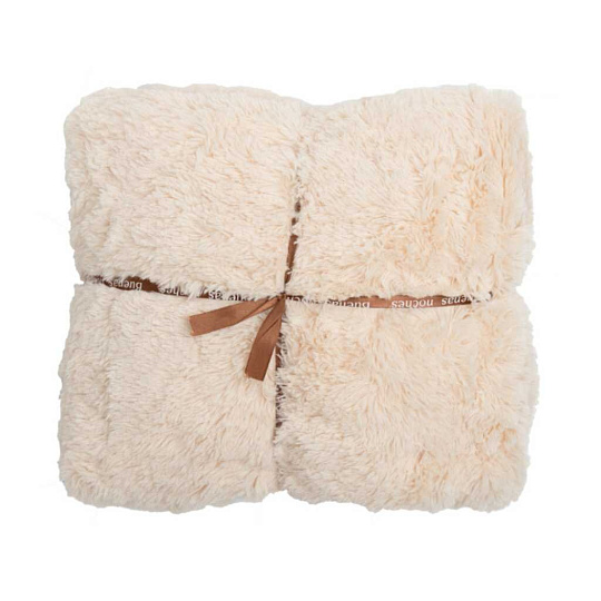 Плед 2-спальный, 200х220 см, искусственный мех, 100% полиэстер, Buenas Noches, Длинный ворс, кремовый, 14685