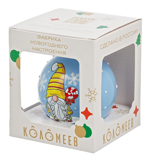 Елочный шар Сказочный гномик 2, 8 см, стекло, КУ-80-224131