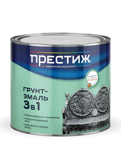 Грунт-эмаль Престиж, Мастер, по ржавчине, быстросохнущая, смоляная, зеленая, 1.9 кг