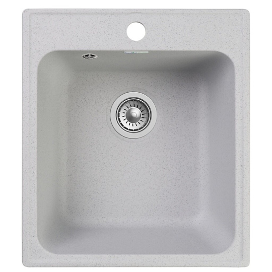 Мойка кухонная врезная, GranFest, Quarz, кварцевый песок, 418х477 мм, без сифона, серая, GF-Z17