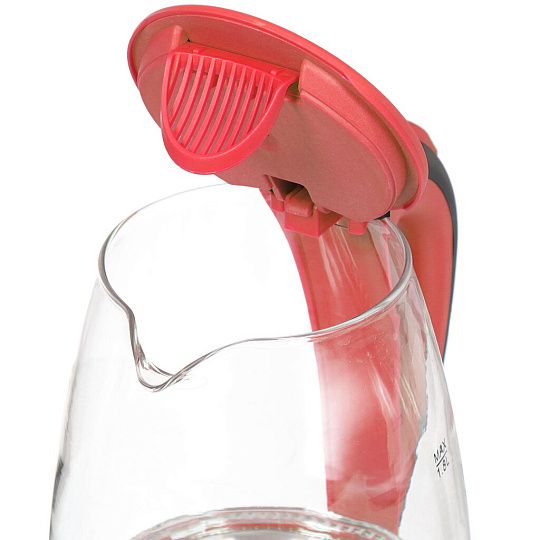 Чайник электрический Eurostek, EEK-3021, красный, 1.8 л, 1800 Вт, скрытый нагревательный элемент, LED подсветка, стекло