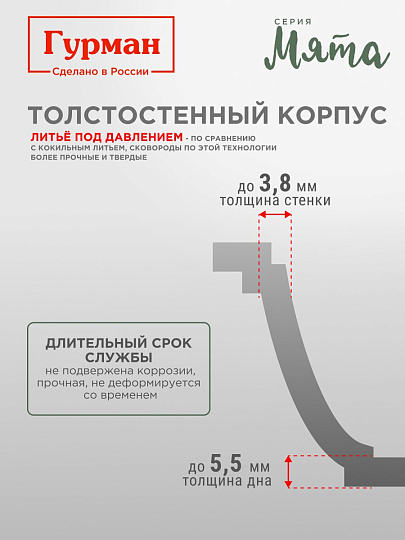 Кастрюля алюминий, антипригарное покрытие, 2 л, крышка стекло, Гурман, Мята, ГМк203МЛ, индукция