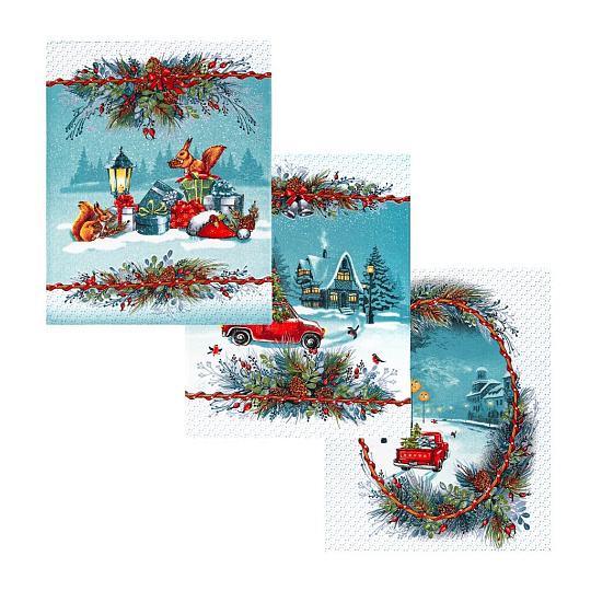 Набор полотенец кухонных 3 шт, 45х60 см, рогожка, 100% хлопок, АртДизайн, Огонек, Россия