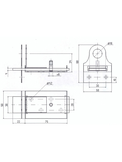 Засов универсальный, с проушинами, Делга, 16806, медь