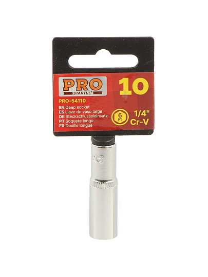 Головка торцевая 6-гранная, 1/4", 10 мм, глубокая, Startul, PRO-54110