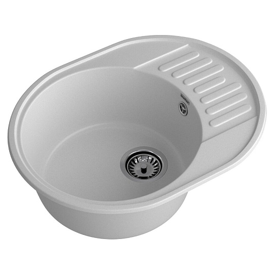 Мойка кухонная врезная, GranFest, Quarz, кварцевый песок, 617х480 мм, без сифона, серая, GF-Z58