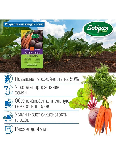 Удобрение для моркови и свеклы, сухое, пакет, минеральное, 900 г, Добрая сила