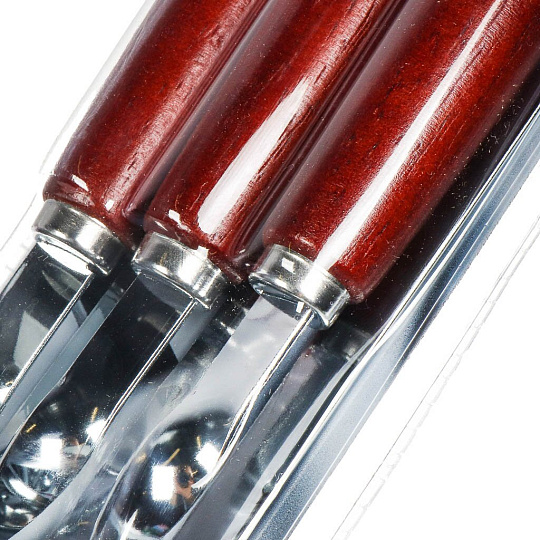 Шампур лезвие плоское, 6 шт, 550х370х11х1.8 мм, сталь, рукоятка дерево, Forester, в блистере, RZ-60WL