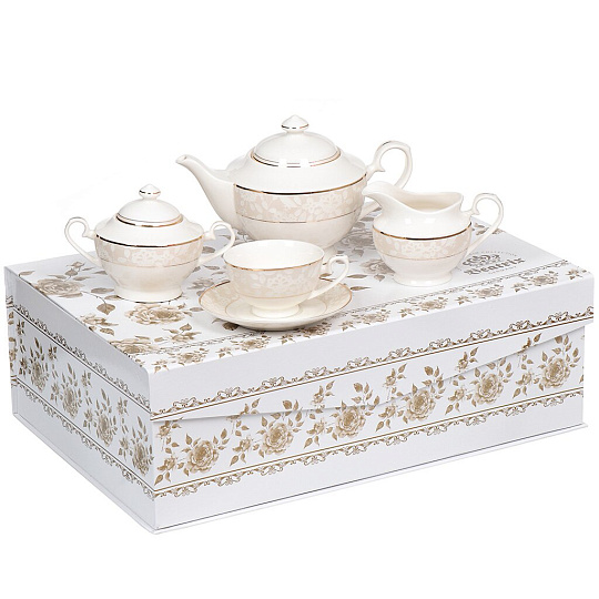 Набор чайный фарфор, 15 предметов, на 6 персон, 230 мл, Beatrix, Жаклин Моне МА009P/6, МА009P/15, подарочная упаковка