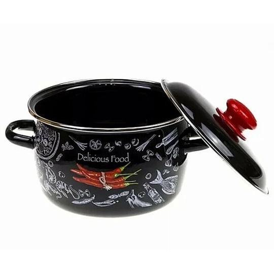 Кастрюля эмалированная сталь, 5.5 л, крышка сталь, Appetite, Chilli, 1RC221M/1МС221М, индукция