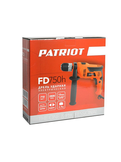 Дрель ударная, Patriot, FD750h, быстрозажимной патрон, 13 мм, 710 Вт, с реверсом, 1 скорость, 0-2800 об/мин