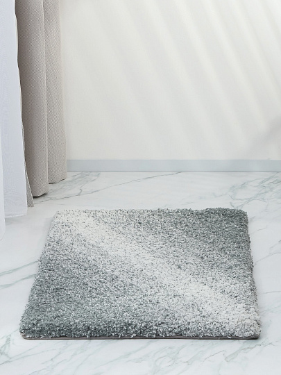 Коврик для ванной, 0.5х0.8 м, микрофибра, серо-графитовые полосы, Silvano, Лиона, полосы