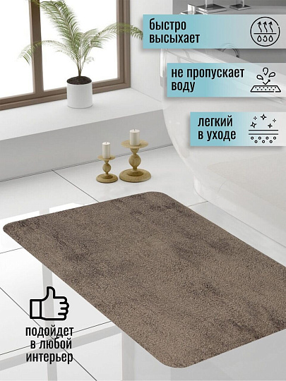 Коврик для ванной, 0.58х0.88 м, полиэстер, кофейный, Лама, Y3-784