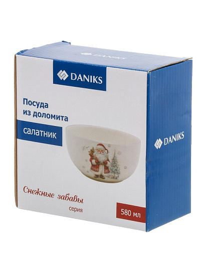 Салатник доломит, круглый, 13.7х6.6 см, 0.58 л, подарочная упаковка, Снежные забавы, Daniks