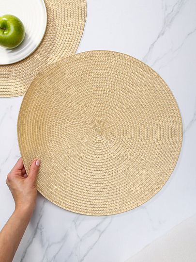 Набор салфеток полимер, 38х38 см, кругл, 4 шт, кремов, МП, Y6-2545