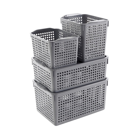 Корзина для хранения, 2 л, 20х13.5х12 см, прямоугольная, пластик, серая, Violet, Лофт, 641008