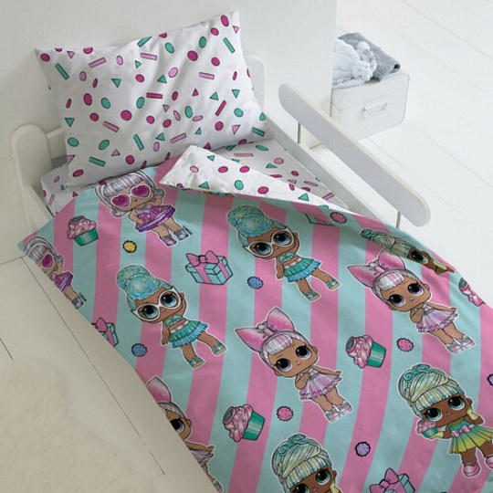 Постельное белье детское 1.5-спальное, простыня 150х214 см, 1 наволочка 70х70 см, пододеяльник 143х215 см, Непоседа, поплин, L.O.L. Surprise! Sweet dolls 714460