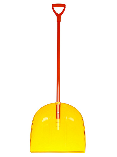 Лопата для снега поликарбонат, 450х110х1410 мм, черенок стальной, V-руч, ПК №4, ковш оранжевый, СЗ, сборная, LBPKS010