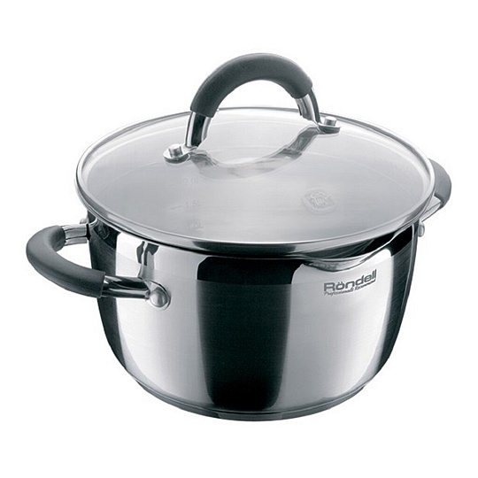 Набор посуды нержавеющая сталь, 4 предмета, кастрюли 3.2, 5.7 л, индукция, Rondell, Flamme, RDS-339