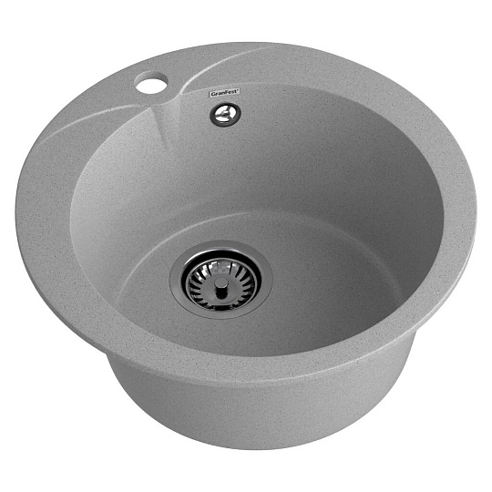 Мойка кухонная врезная, GranFest, Rondo, искусственный мрамор, 443 мм, + сифон, серая, GF-R-450