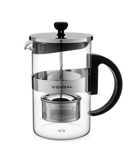 Чайник заварочный стекло, 0.8 л, с ситечком, Vensal, VS3408