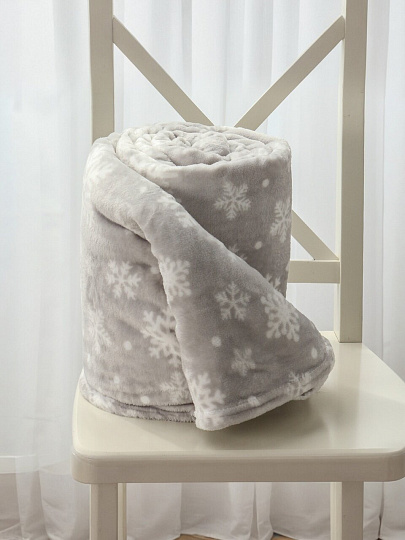 Плед евро, 150х200 см, велсофт, 100% полиэстер, Silvano, Снежинки, серый, A120029