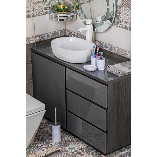 Стакан для зубных щеток, пластик, белый, Swensa, Trento, SWP-0680WH-C