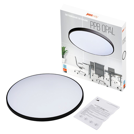 Светильник светодиодный, JazzWay, PPB OPAL, 70 Вт, 6500 К, 5600 Лм, IP20, 46х46х5.5 см, черный, 5061026