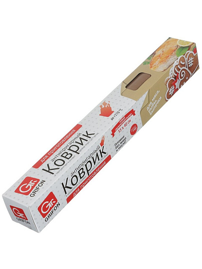 Коврик для выпечки, 35х40 см, коробка, многоразовый, Grifon, 102-033
