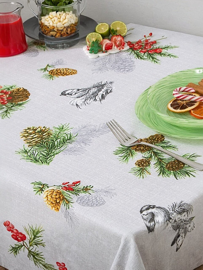 Скатерть 145х180 см, 100% хлопок, рогожка, 165 г/м2, АртДизайн, Серебряный звон