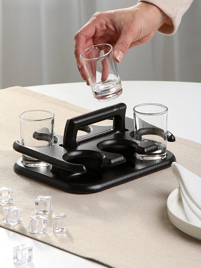 Подставка для стопок, дерево, прямоугольная, Glasstar, Визит, БАР-22