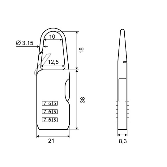 Замок навесной Palladium, 204V-20, 109 935, кодовый, всепогодный