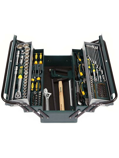 Набор слесарных инструментов Kraftool, Grand-131, 1/2", 1/4", сталь, ящик, 131 предмет
