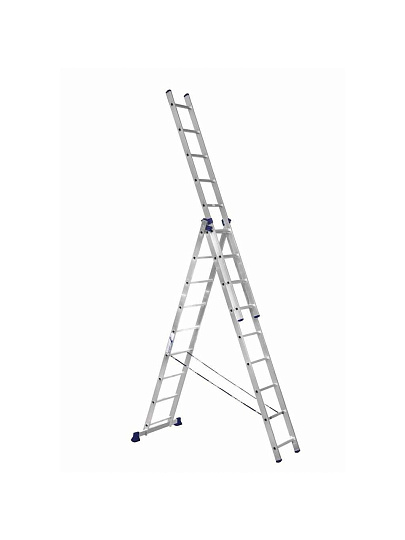 Лестница 3 секции, 9 ступеней, алюминий, 5.62 м, 150 кг, Alumet, 5309