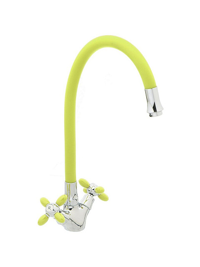 Смеситель для кухни, Frud, гибкий излив, с кран-буксой, зеленый, R44127-6