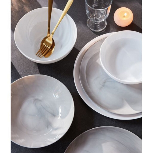 Тарелка суповая, стеклокерамика, 20 см, круглая, Diwali Marble, Luminarc, P9835