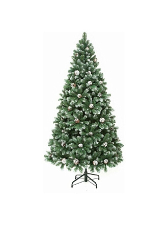 Елка новогодняя напольная, 210 см, Снежная королева заснеженная, ель, зеленая, хвоя ПВХ пленка, с шишками, 33210, ЕлкиТорг
