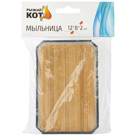 Мыльница настенная, Рыжий кот, Оникс, полипропилен, бамбук, 12х8х2 см, 107634