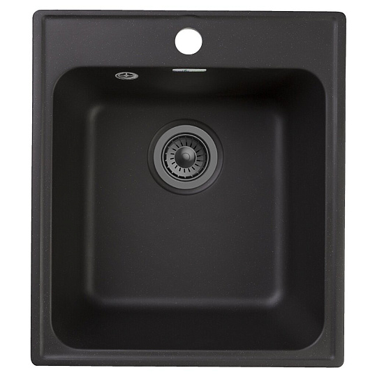 Мойка кухонная врезная, GranFest, Quarz, кварцевый песок, 418х477 мм, без сифона, черная, GF-Z17