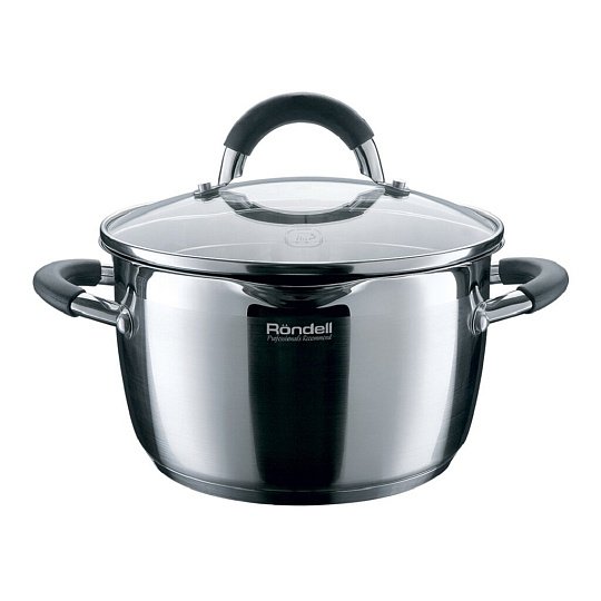 Набор посуды нержавеющая сталь, 4 предмета, кастрюли 3.2, 5.7 л, индукция, Rondell, Flamme, RDS-339
