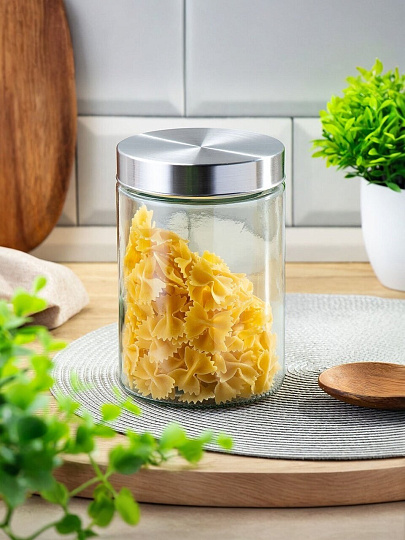 Банка для сыпучих продуктов, стекло, 1.1 л, 17 см, с крышкой, Классика, Y4-3575