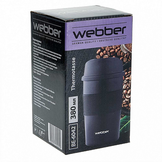 Термокружка нержавеющая сталь, 0.38 л, Webber, колба нержавеющая сталь, черная, BE-6042